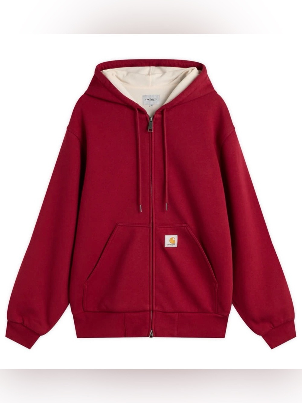 CARHARTT WIP Active Sweat Jacket Scarlet Zip Hoodie Waffle Lining Sweatshirt XL